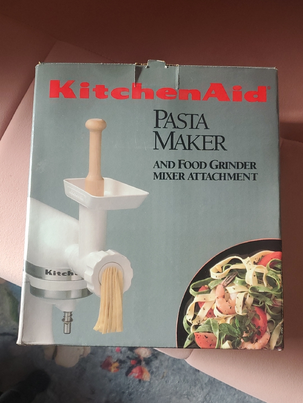 KitchenAid White and Red Pasta Maker & Food Grinder Attachment